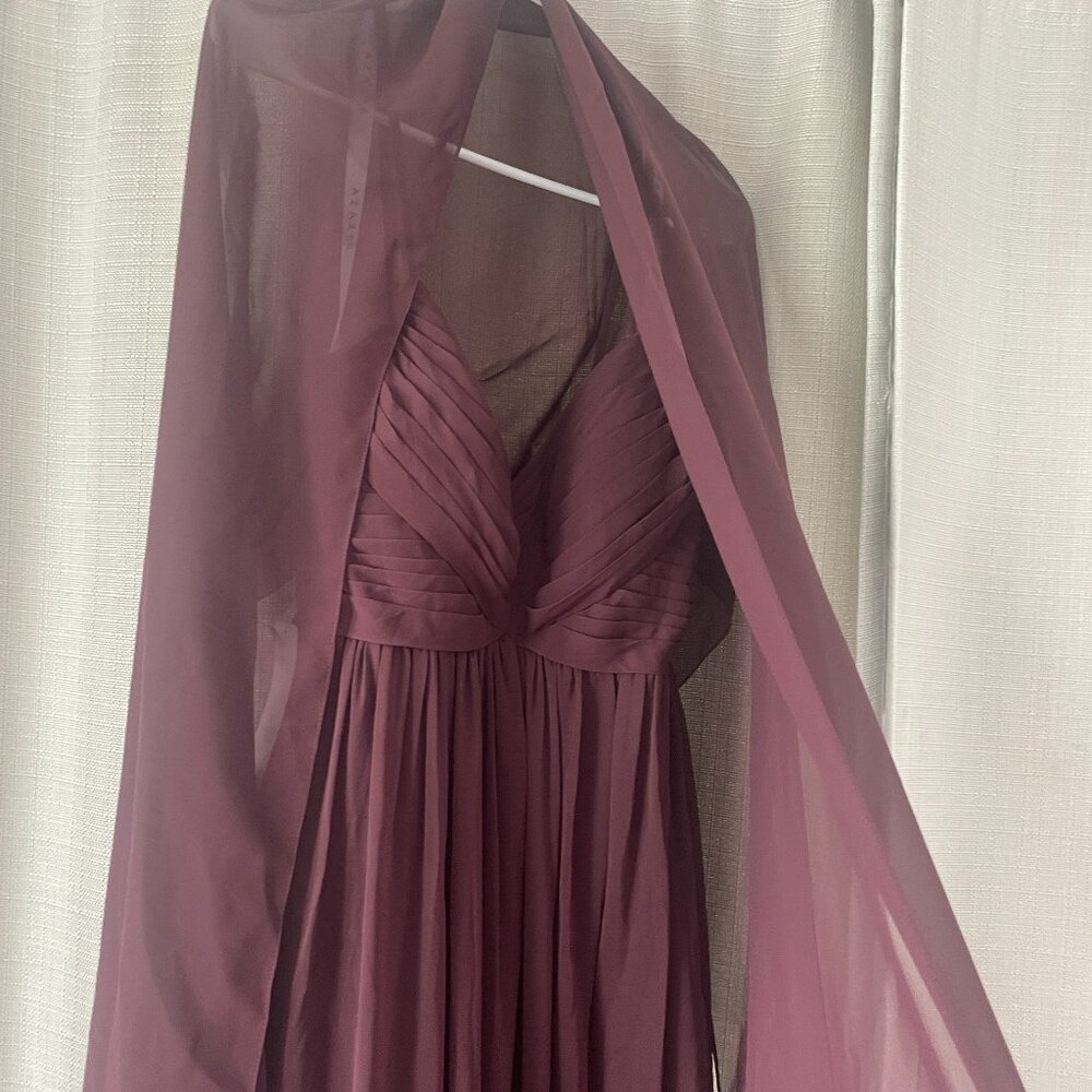 NWT Unused Chiffon Full Length Formal Burgundy Wine Gown w/bonus matching shawl